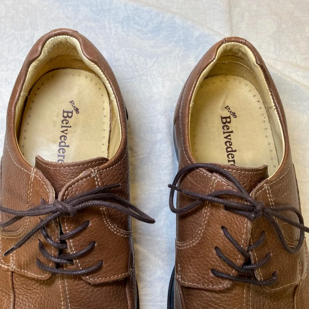 Studio Belvedere Baybridge Brown Leather Oxford‎ Dress Shoes Mens 10D